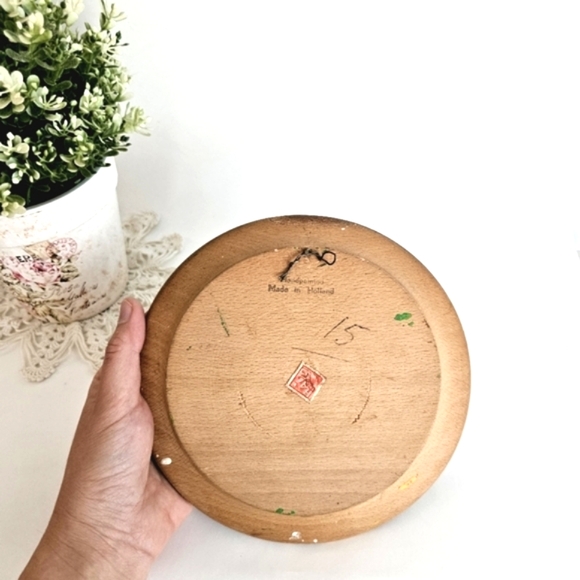 Vintage Unique Wooden Hand Carved 3D Holland Movable Windmill Decorative Plate - Picture 9 of 11